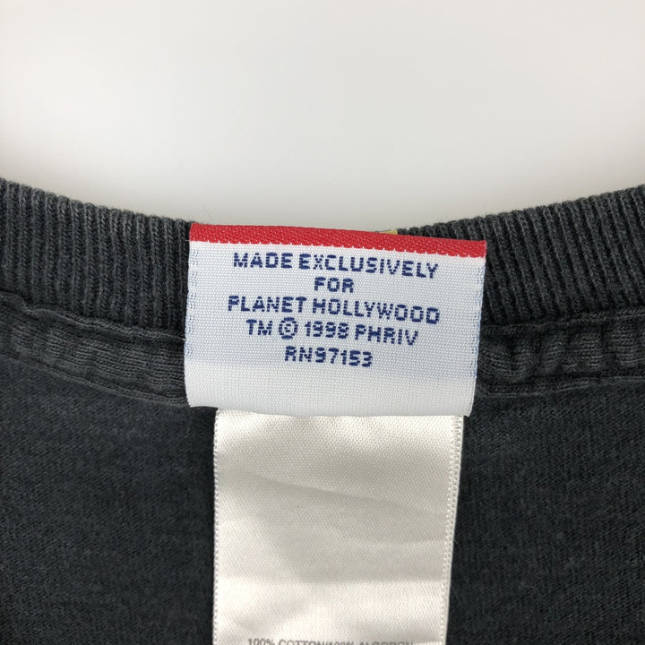 90'S Planet Hollywood PLANET 2000 Advertising T-Shirt, Men's XL equivalent, Vintage cotton black type Vintage Second Hand