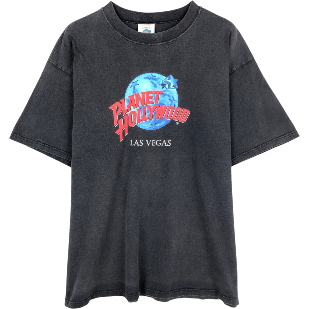 90'S Planet Hollywood Advertising T-Shirt, Made in USA, Men's XL equivalent, Vintage cotton Charcoal Vintage Second Hand