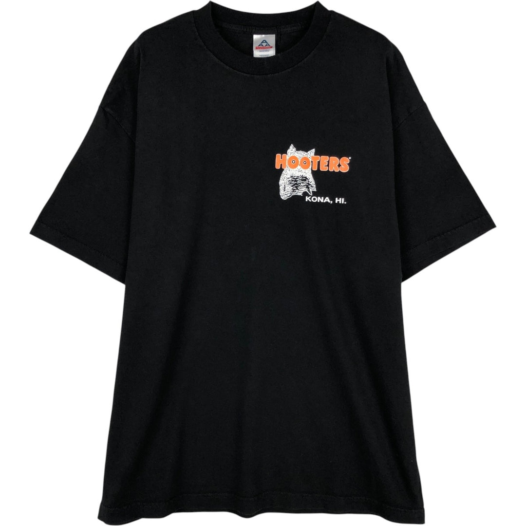 Hanes HOOTERS advertising T-shirt, men's size XL (approx.) cotton black type Vintage Second Hand