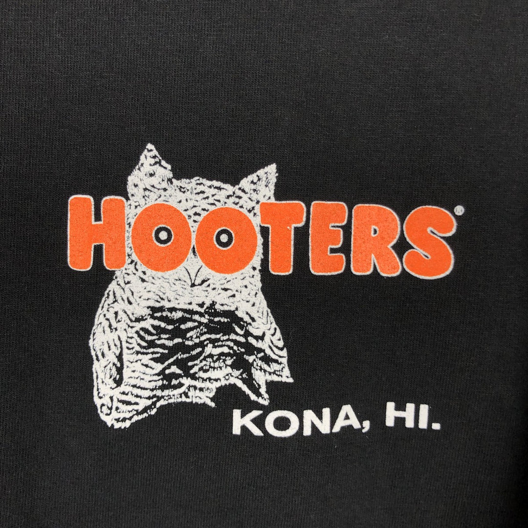 Hanes HOOTERS advertising T-shirt, men's size XL (approx.) cotton black type Vintage Second Hand