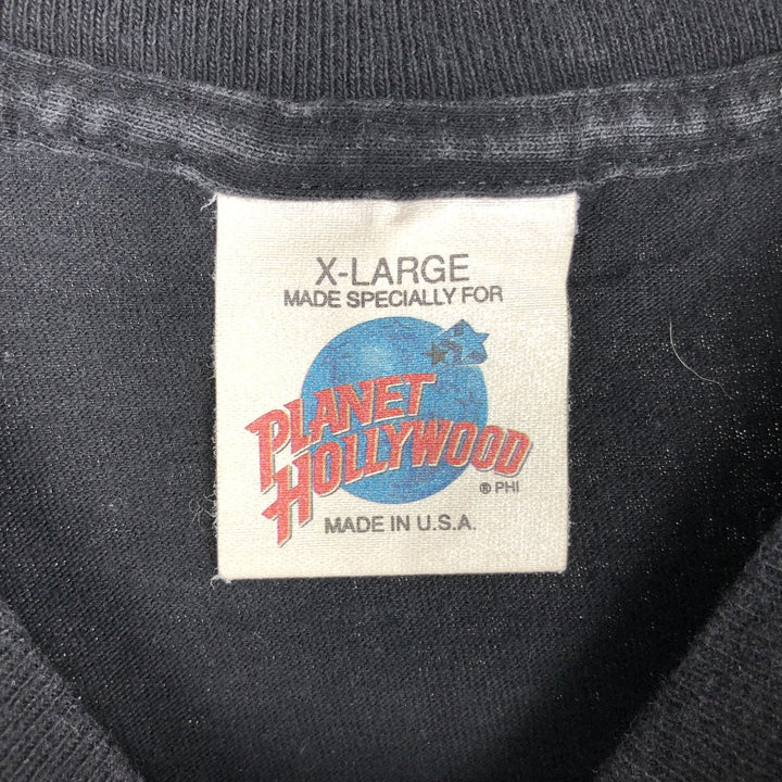 90'S Planet Hollywood Advertising T-Shirt, Made in USA, Men's XL equivalent, Vintage cotton black type Vintage Second Hand