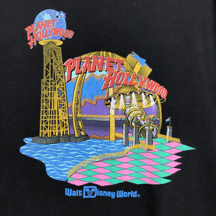 90'S Planet Hollywood Advertising T-Shirt, Made in USA, Men's XL equivalent, Vintage cotton black type Vintage Second Hand