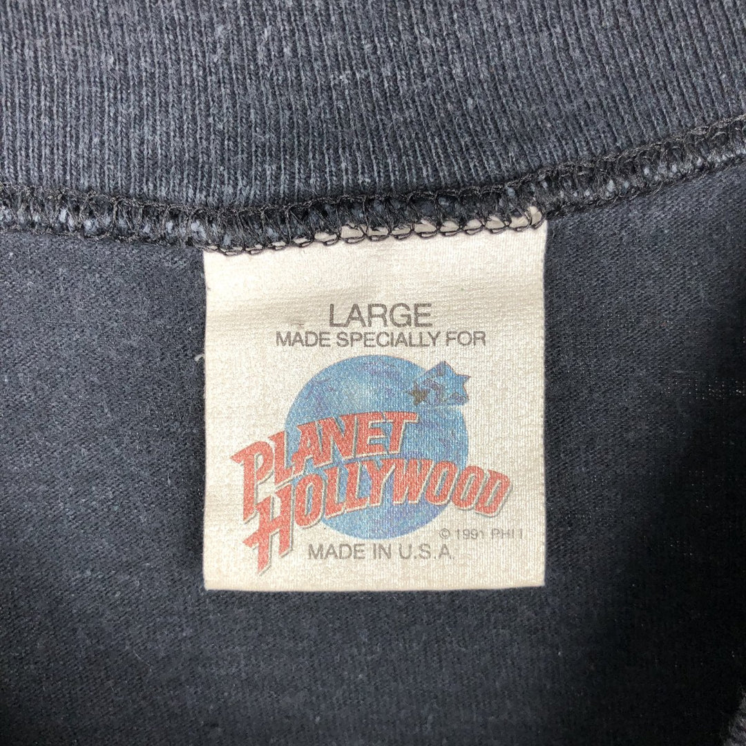 90'S Planet Hollywood Advertising T-Shirt, Made in USA, Men's Size L (approx.), Vintage cotton black type Vintage Second Hand