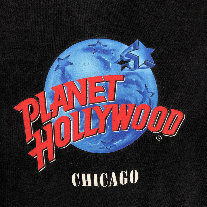 90'S Planet Hollywood Advertising T-Shirt, Made in USA, Men's Size L (approx.), Vintage cotton black type Vintage Second Hand