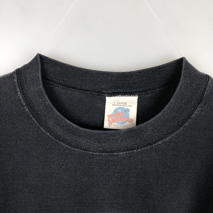 90'S Planet Hollywood Advertising T-Shirt, Made in USA, Men's Size L (approx.), Vintage cotton black type Vintage Second Hand