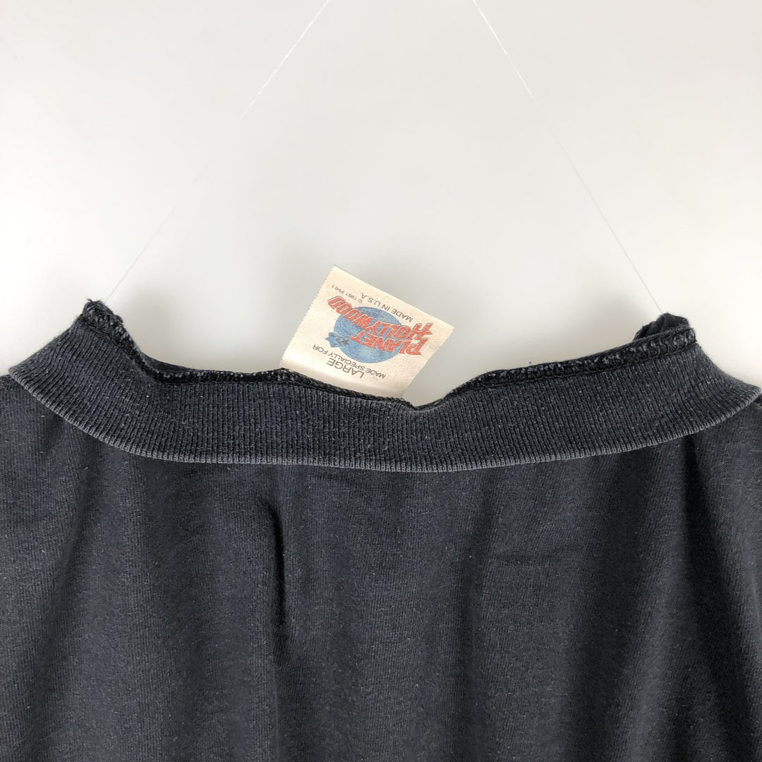 90'S Planet Hollywood Advertising T-Shirt, Made in USA, Men's Size L (approx.), Vintage cotton black type Vintage Second Hand