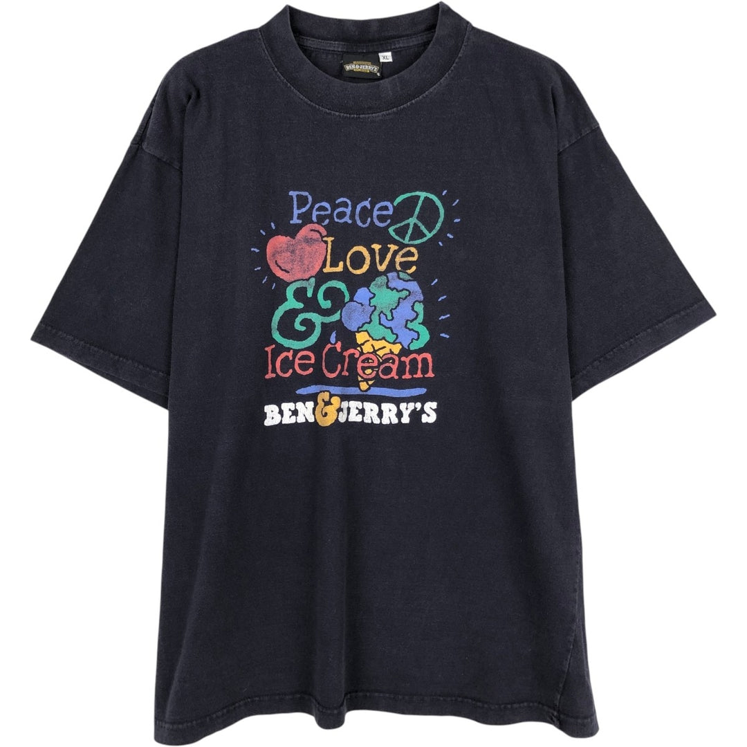 Ben & Jerry's advertising t-shirt, men's size XL (equivalent) unclear black type Vintage Second Hand