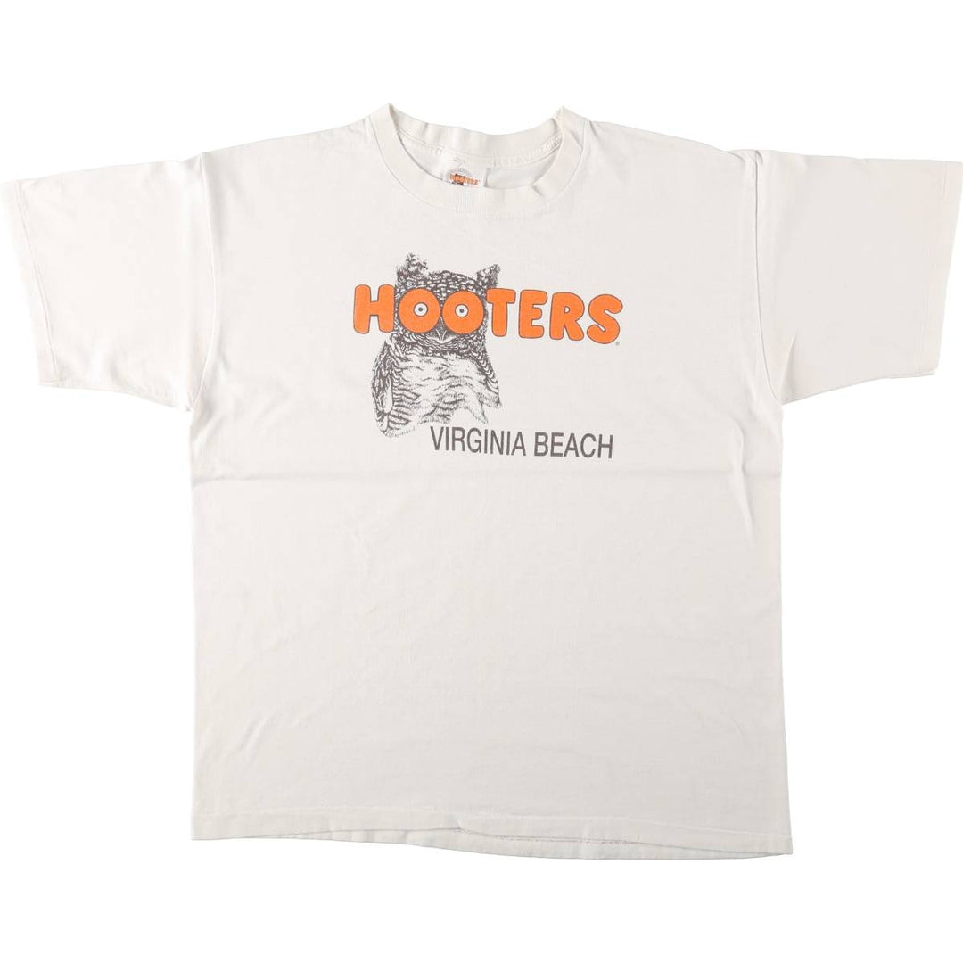 90'S HOOTERS Advertising T-shirt Made in USA Men's XL Vintage cotton white type Vintage Second Hand