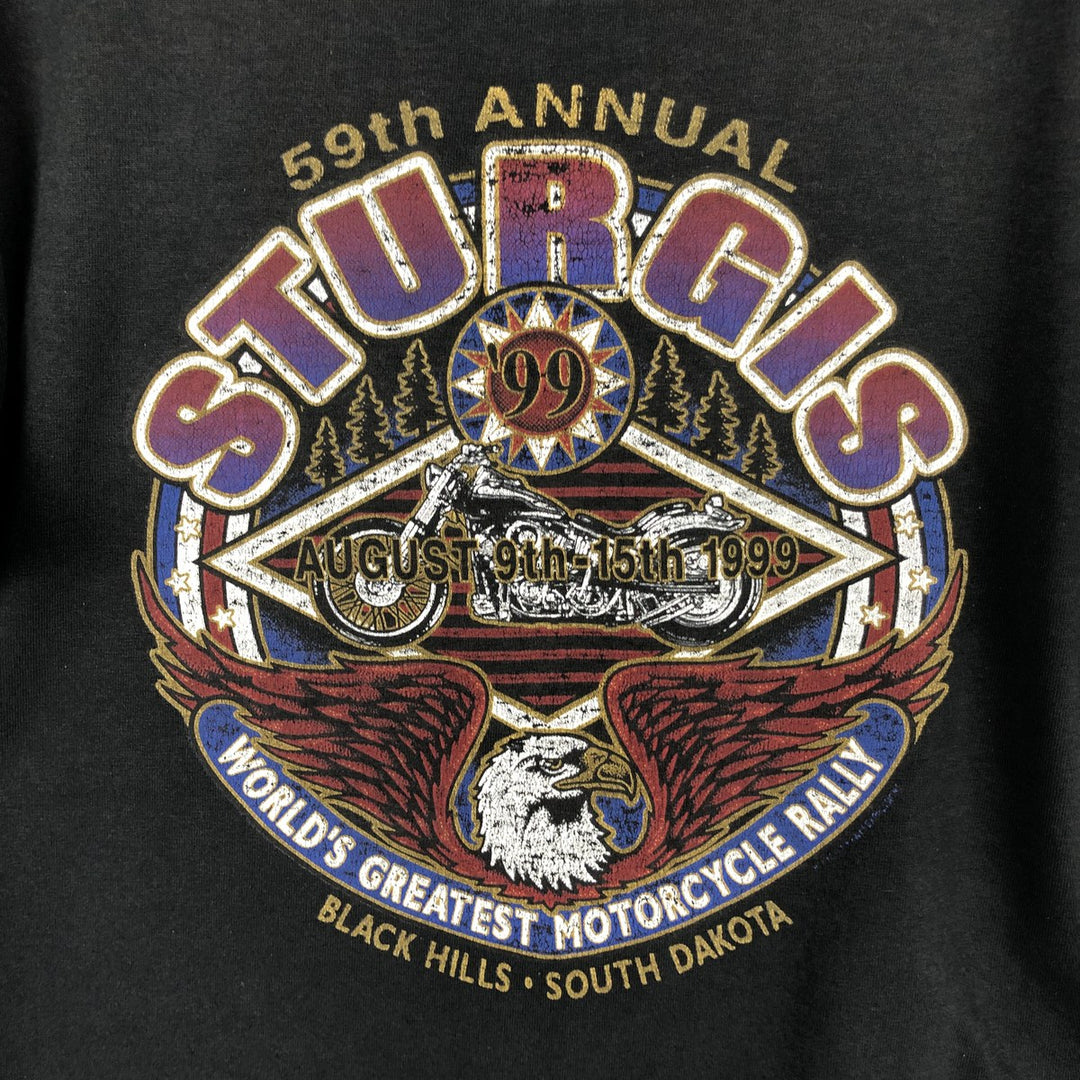 90'S Fruit of the Loom BEST 59th Sturgis Motorcycle Rally Motorcycle T-shirt Men's L equivalent cotton black type Vintage Second Hand