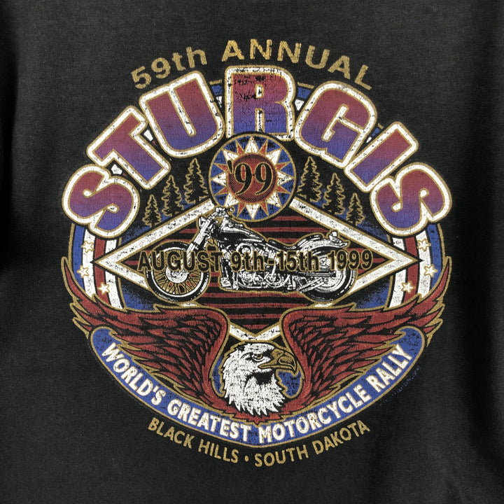 90'S Fruit of the Loom BEST 59th Sturgis Motorcycle Rally Motorcycle T-shirt Men's L equivalent cotton black type Vintage Second Hand