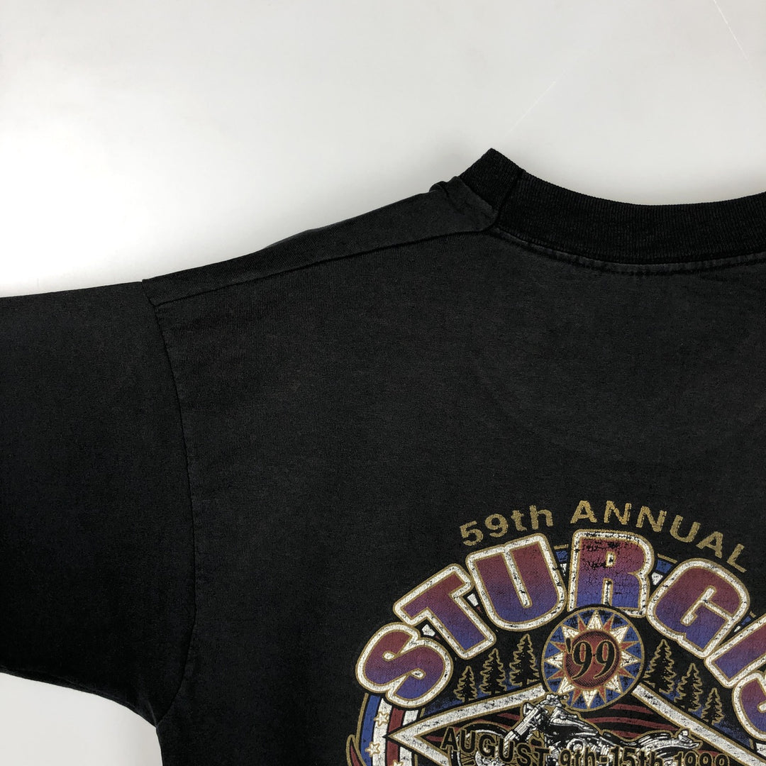90'S Fruit of the Loom BEST 59th Sturgis Motorcycle Rally Motorcycle T-shirt Men's L equivalent cotton black type Vintage Second Hand