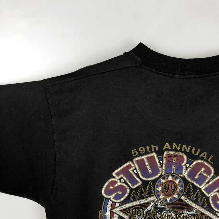 90'S Fruit of the Loom BEST 59th Sturgis Motorcycle Rally Motorcycle T-shirt Men's L equivalent cotton black type Vintage Second Hand