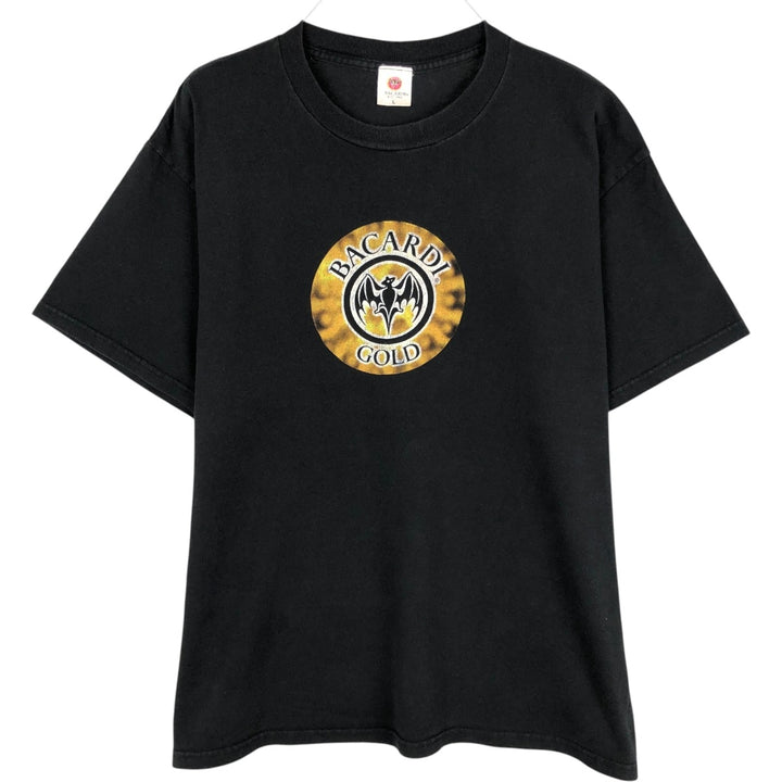 BACARDI GOLD Advertising T-Shirt, Made in USA, Men's Size L (equivalent) cotton black type Vintage Second Hand