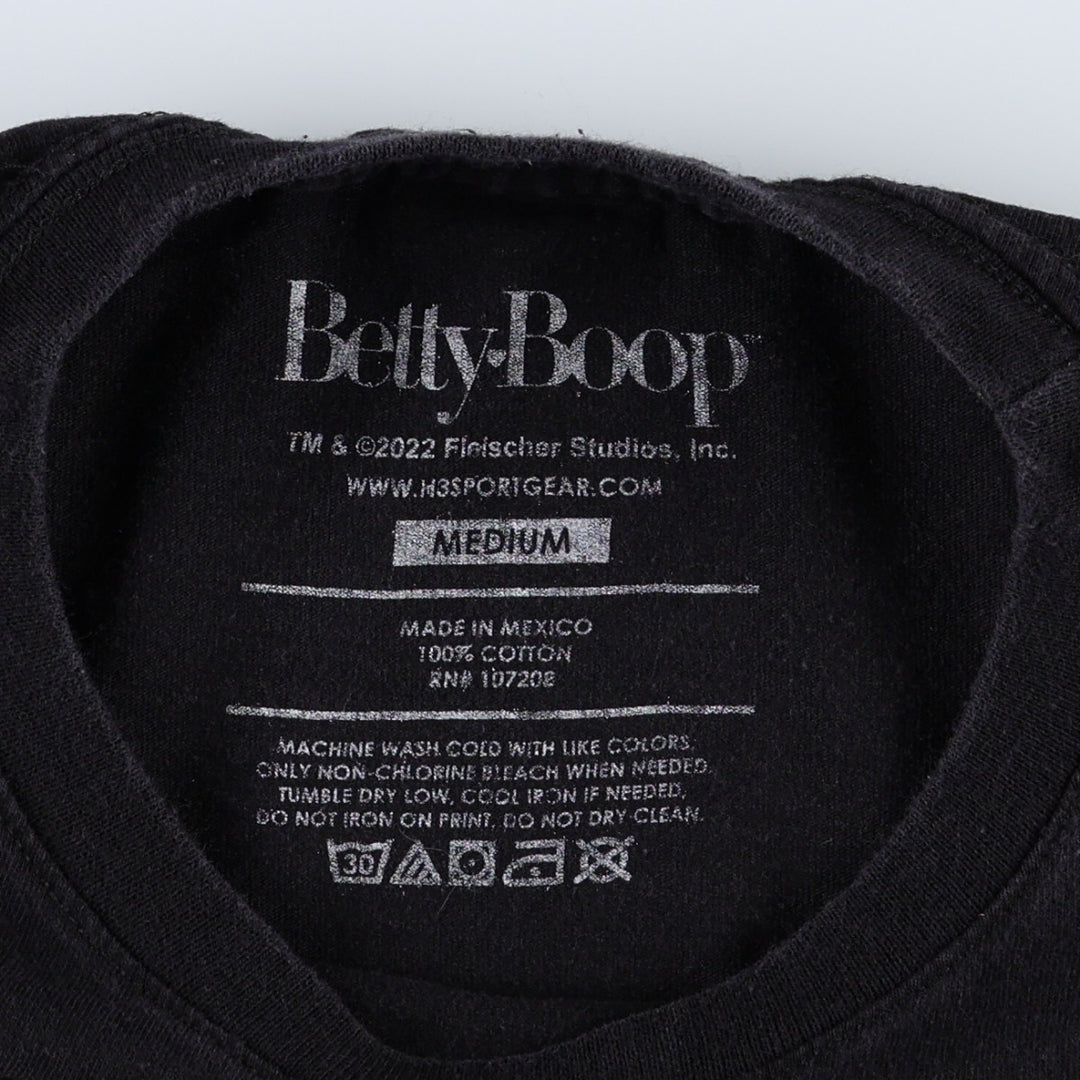 BETTY BOOP Betty Boop character print T-shirt, men's size M cotton black type Vintage Second Hand