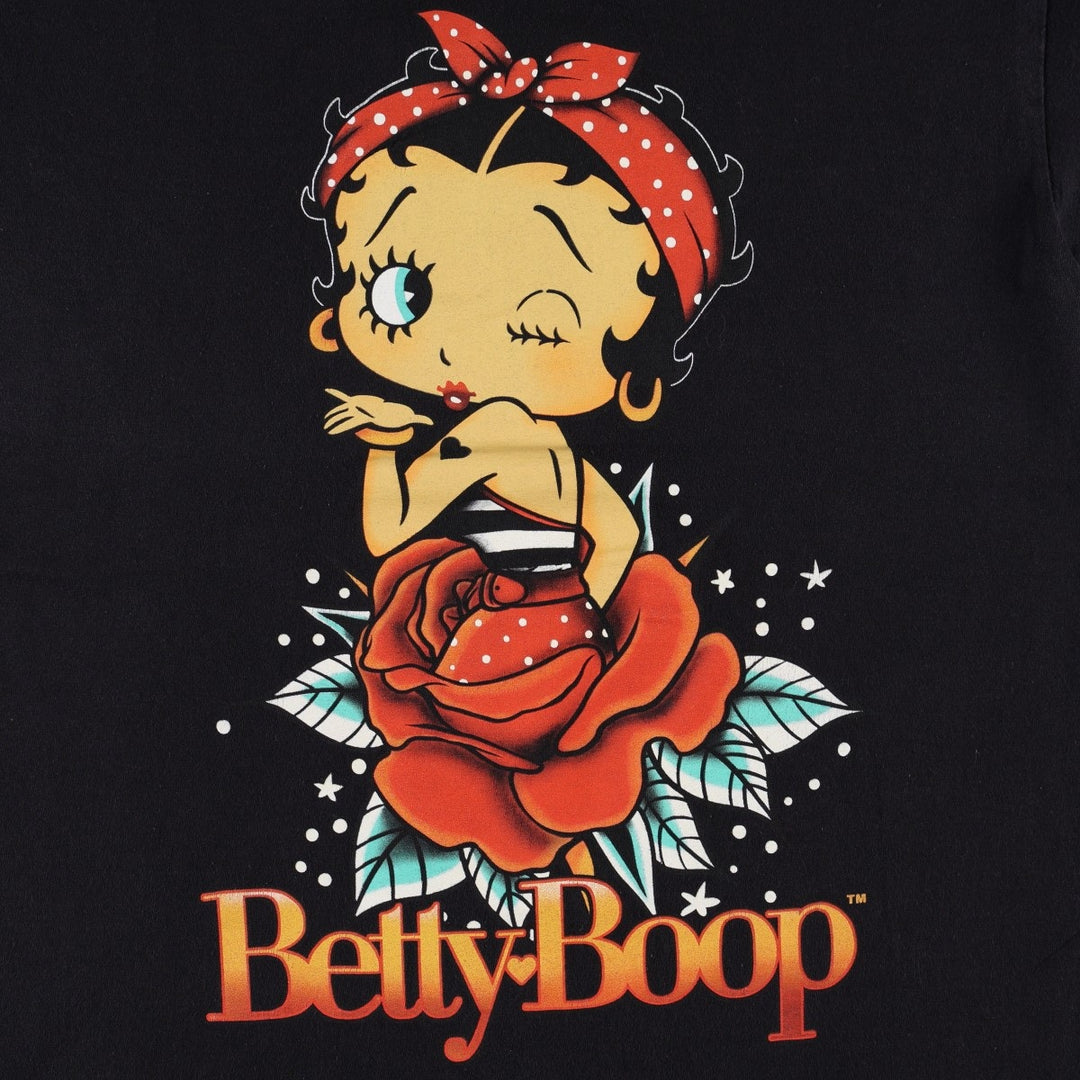 BETTY BOOP Betty Boop character print T-shirt, men's size M cotton black type Vintage Second Hand