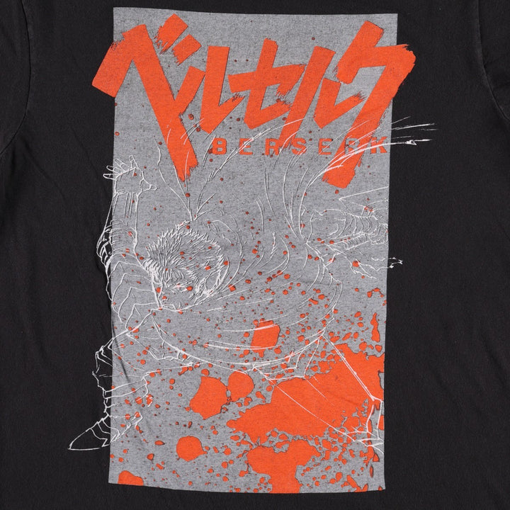 BERSERK Guts Anime Character Print T-Shirt (Men's Size L) cotton black type Vintage Second Hand