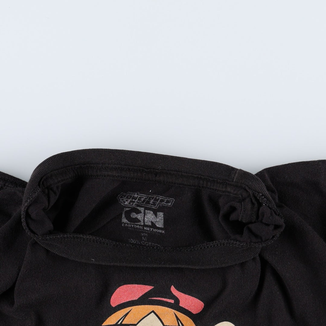 THE POWERPUFF GIRLS Powerpuff Girls Character Print T-Shirt, Men's Size M cotton black type Vintage Second Hand
