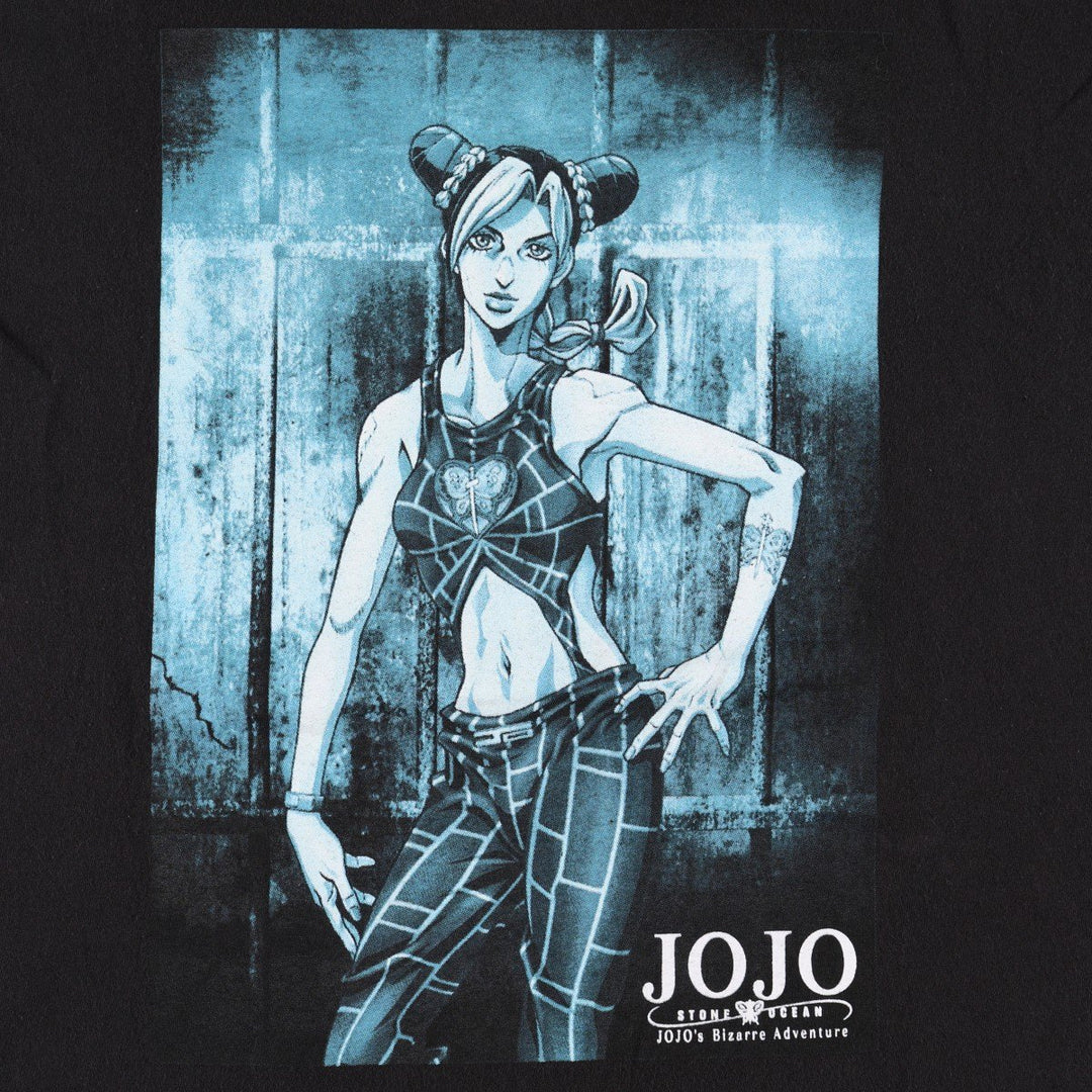 JoJo's Bizarre Adventure Jolyne Cujoh Anime Character Print T-Shirt (Men's XL equivalent) cotton black type Vintage Second Hand