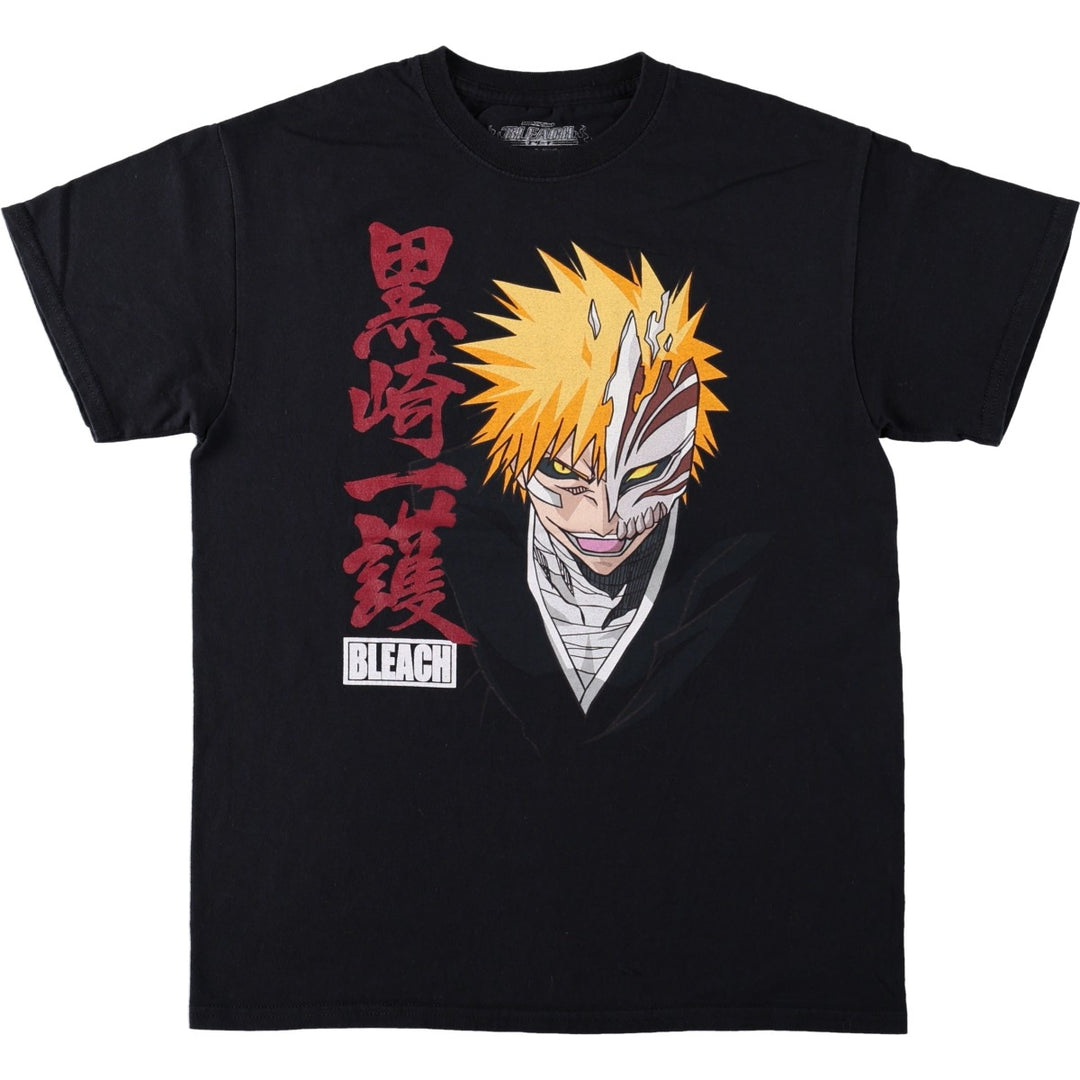 Ripple Junction BLEACH Kurosaki Ichigo Anime Character Print T-Shirt (Men's Size M) cotton black type Vintage Second Hand