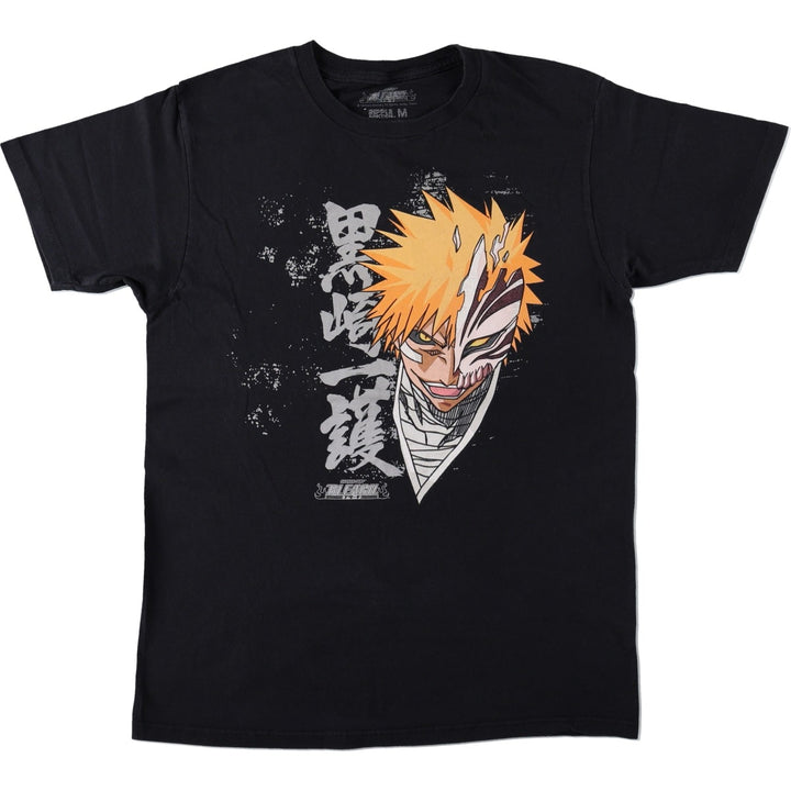 Ripple Junction BLEACH Kurosaki Ichigo Anime Character Print T-Shirt (Men's Size M) cotton black type Vintage Second Hand