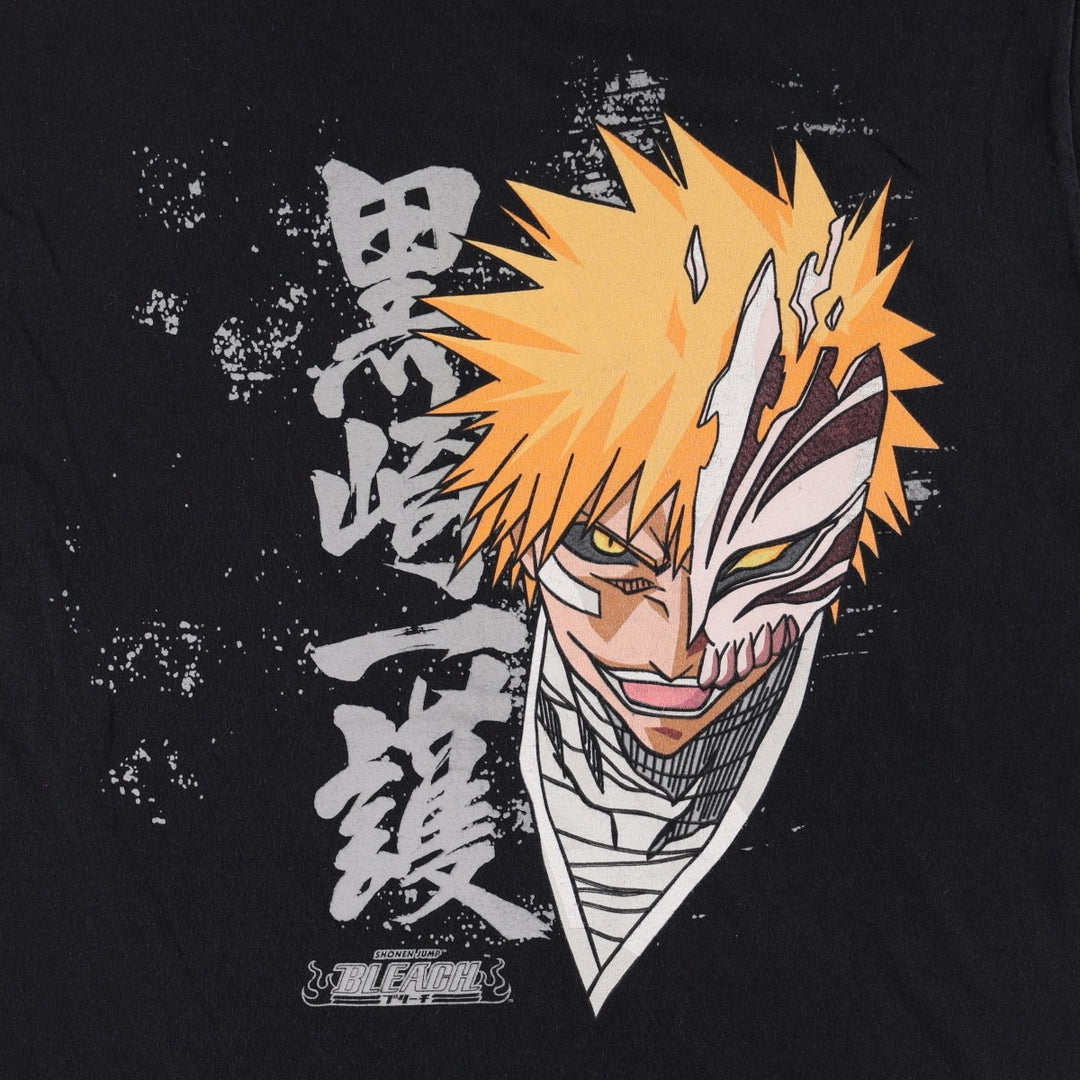 Ripple Junction BLEACH Kurosaki Ichigo Anime Character Print T-Shirt (Men's Size M) cotton black type Vintage Second Hand
