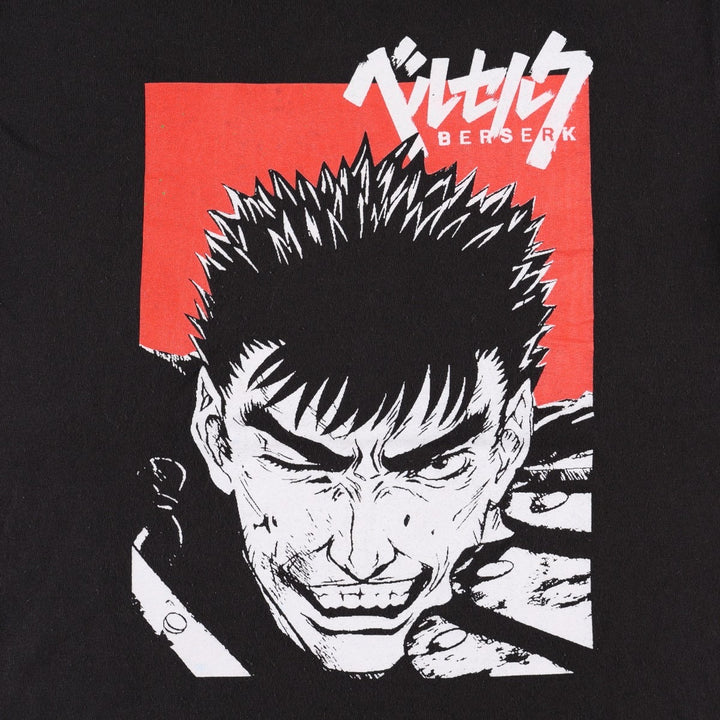 BERSERK Guts Anime Character Print T-Shirt (Men's Size M) cotton black type Vintage Second Hand