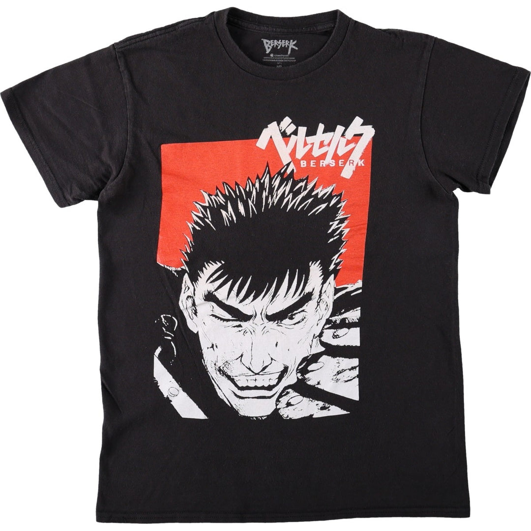 BERSERK Guts Anime Character Print T-Shirt (Men's Size S) cotton black type Vintage Second Hand