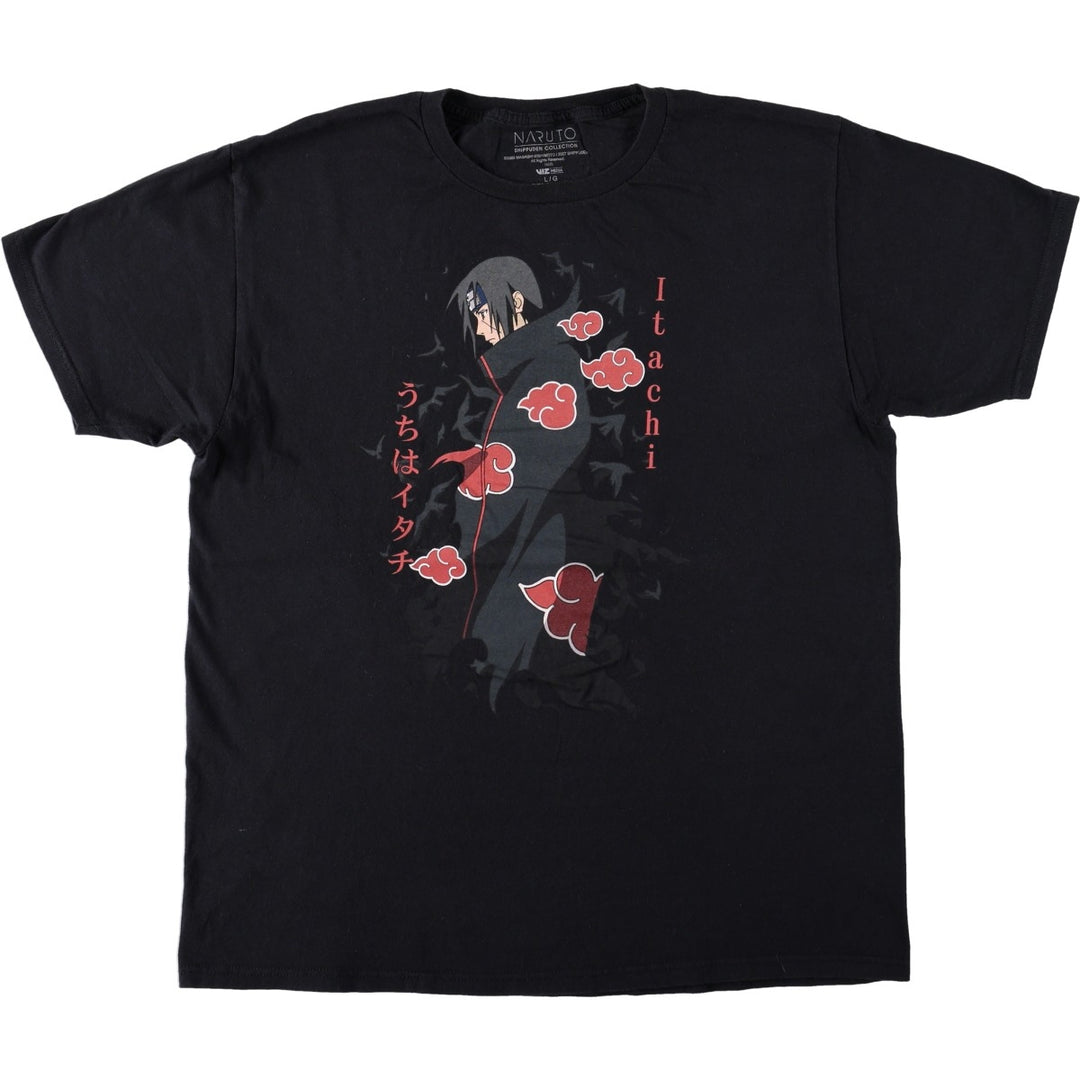 NARUTO SHIPPUDEN Naruto Shippuden Uchiha Itachi Anime Character Print T-Shirt Men's L size cotton black type Vintage Second Hand