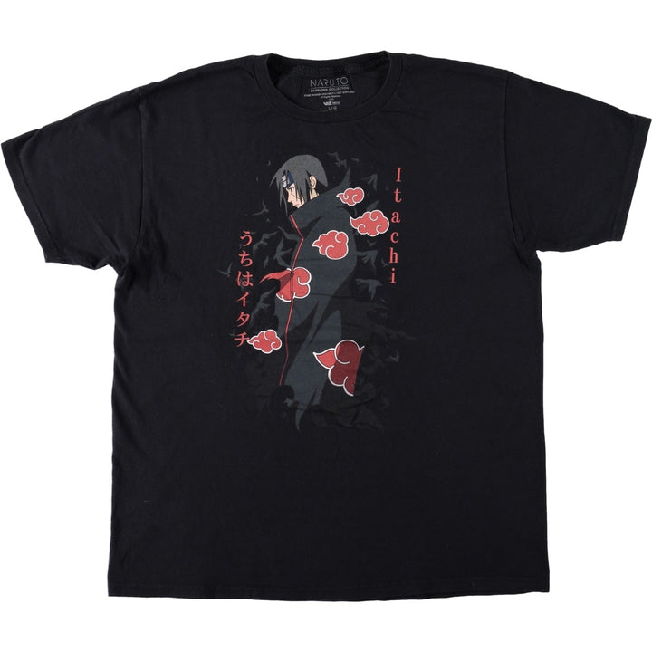 NARUTO SHIPPUDEN Naruto Shippuden Uchiha Itachi Anime Character Print T-Shirt Men's L size cotton black type Vintage Second Hand
