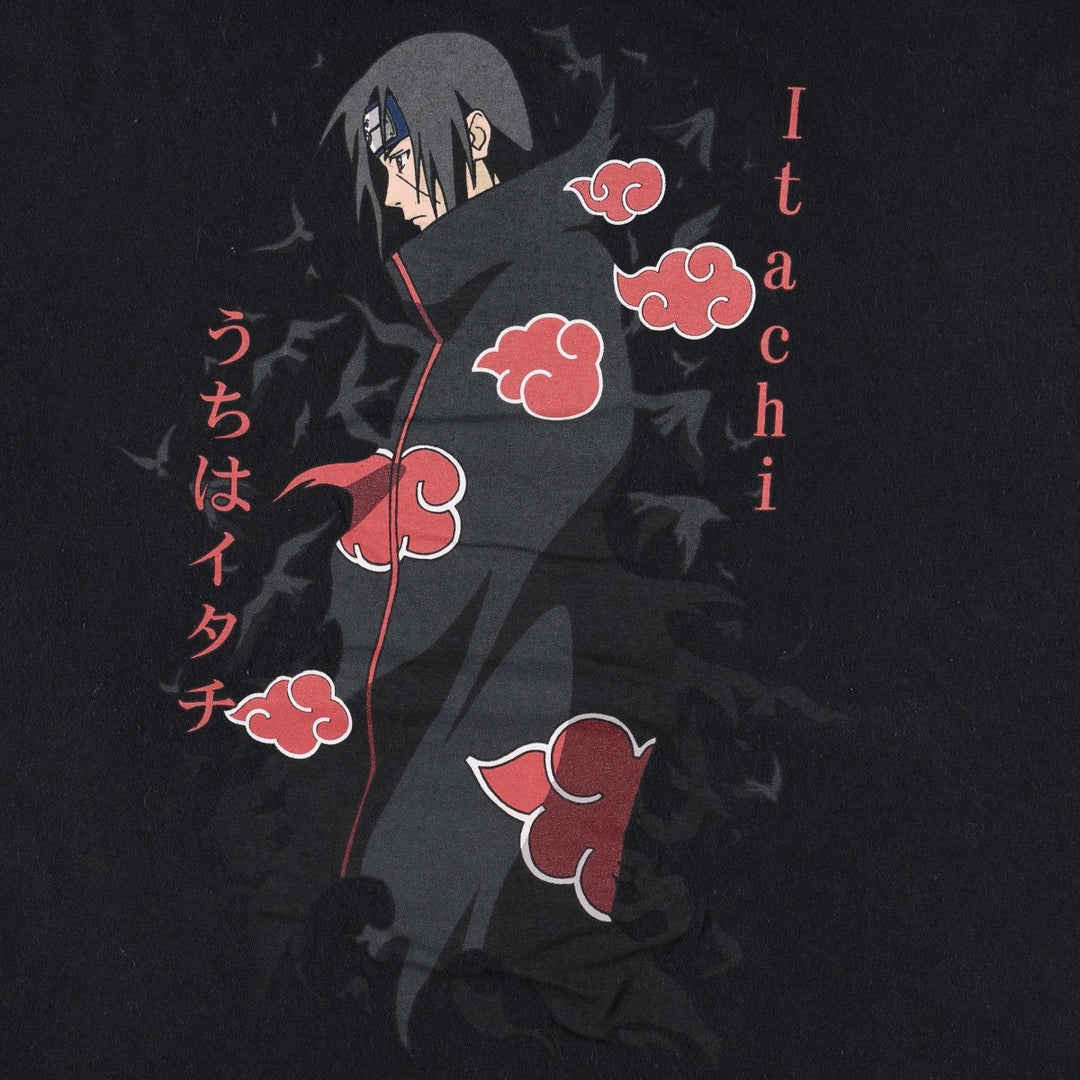 NARUTO SHIPPUDEN Naruto Shippuden Uchiha Itachi Anime Character Print T-Shirt Men's L size cotton black type Vintage Second Hand