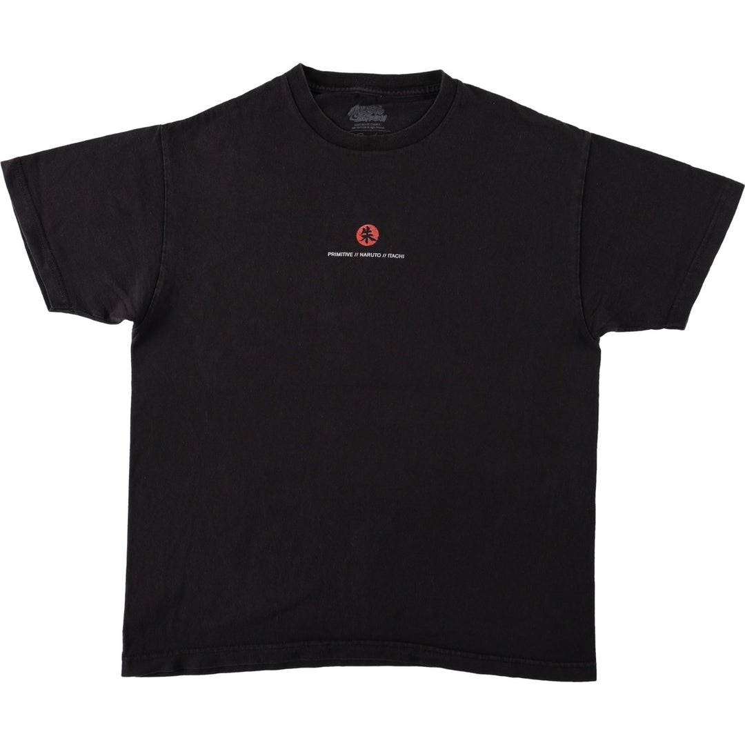 Primitive NARUTO SHIPPUDEN Uchiha Itachi Anime Character Print T-Shirt (Men's Size L) cotton black type Vintage Second Hand
