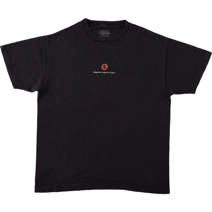 Primitive NARUTO SHIPPUDEN Uchiha Itachi Anime Character Print T-Shirt (Men's Size L) cotton black type Vintage Second Hand