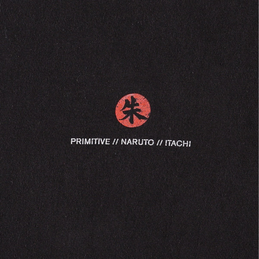 Primitive NARUTO SHIPPUDEN Uchiha Itachi Anime Character Print T-Shirt (Men's Size L) cotton black type Vintage Second Hand