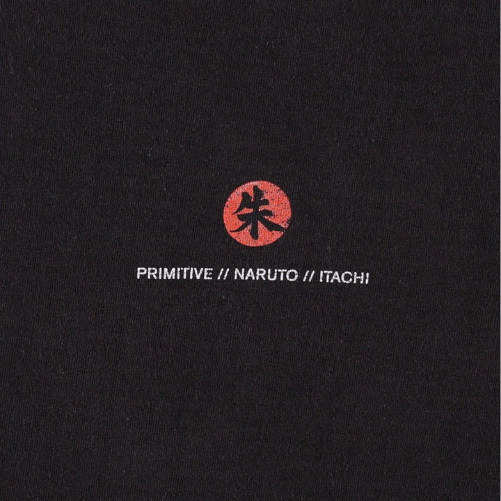 Primitive NARUTO SHIPPUDEN Uchiha Itachi Anime Character Print T-Shirt (Men's Size L) cotton black type Vintage Second Hand