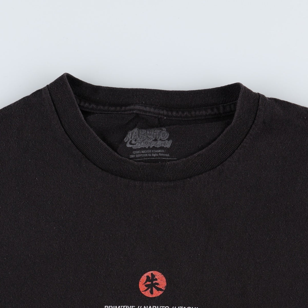 Primitive NARUTO SHIPPUDEN Uchiha Itachi Anime Character Print T-Shirt (Men's Size L) cotton black type Vintage Second Hand