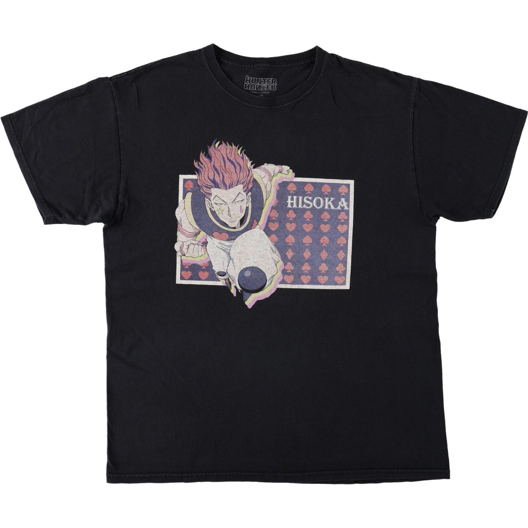 HUNTERxHUNTER Hisoka Morow Anime Character Print T-Shirt (Men's Size L) cotton black type Vintage Second Hand
