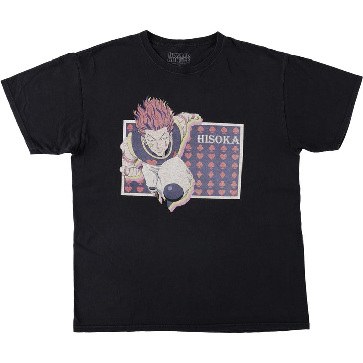 HUNTERxHUNTER Hisoka Morow Anime Character Print T-Shirt (Men's Size L) cotton black type Vintage Second Hand