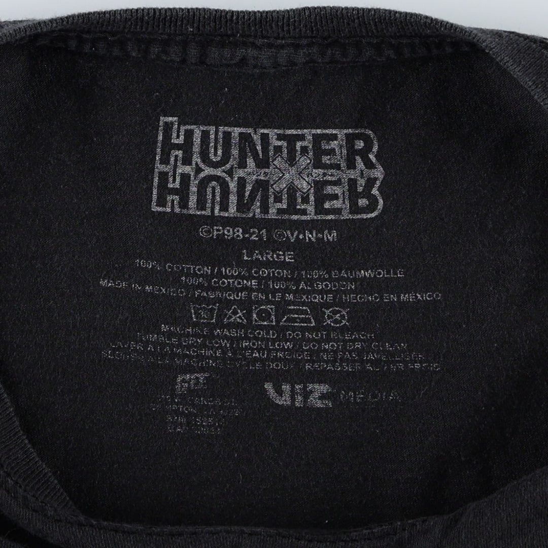 HUNTERxHUNTER Hisoka Morow Anime Character Print T-Shirt (Men's Size L) cotton black type Vintage Second Hand