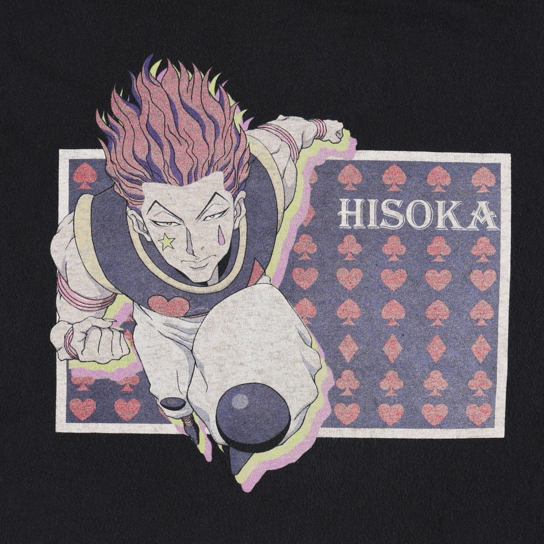 HUNTERxHUNTER Hisoka Morow Anime Character Print T-Shirt (Men's Size L) cotton black type Vintage Second Hand