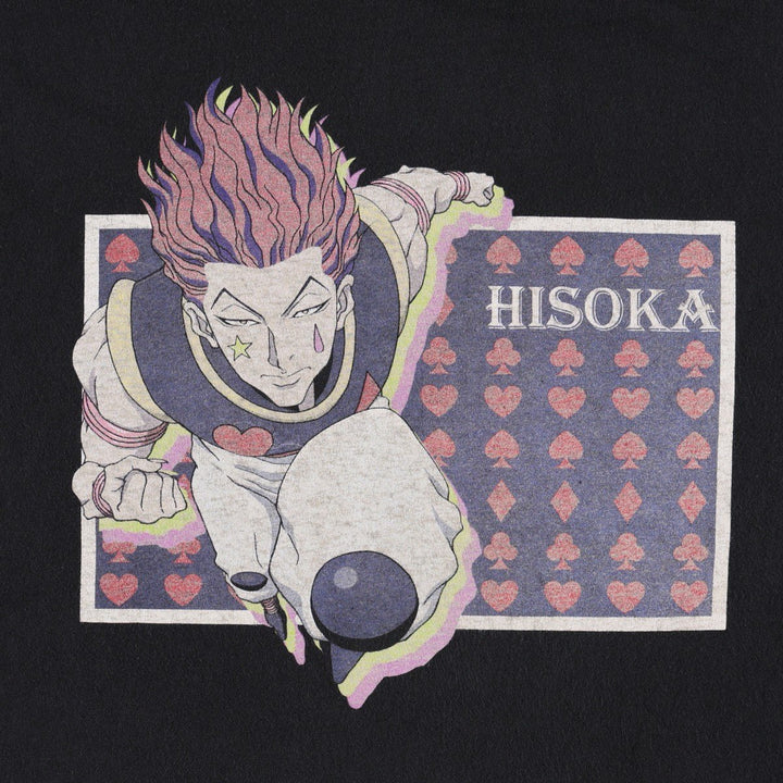 HUNTERxHUNTER Hisoka Morow Anime Character Print T-Shirt (Men's Size L) cotton black type Vintage Second Hand