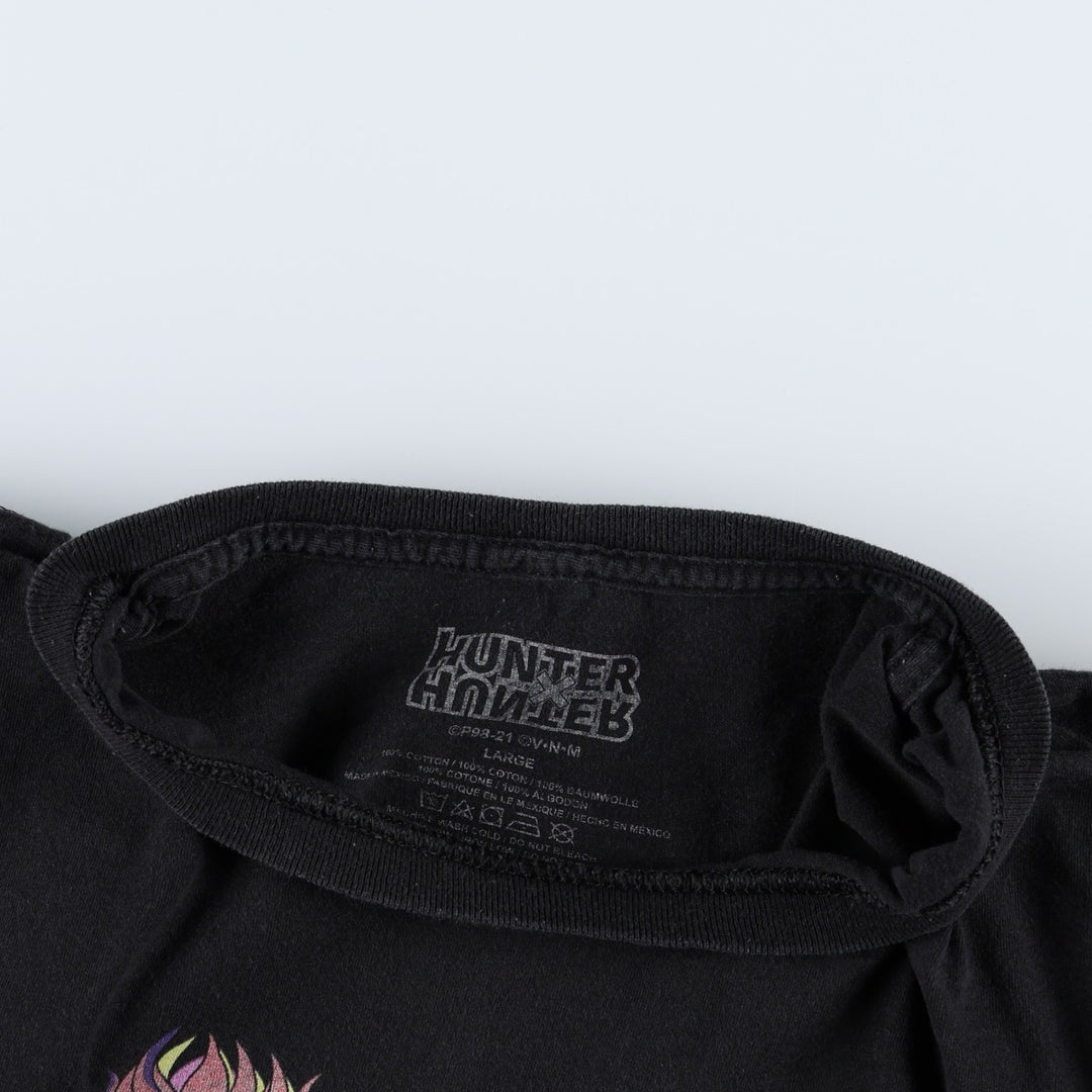 HUNTERxHUNTER Hisoka Morow Anime Character Print T-Shirt (Men's Size L) cotton black type Vintage Second Hand
