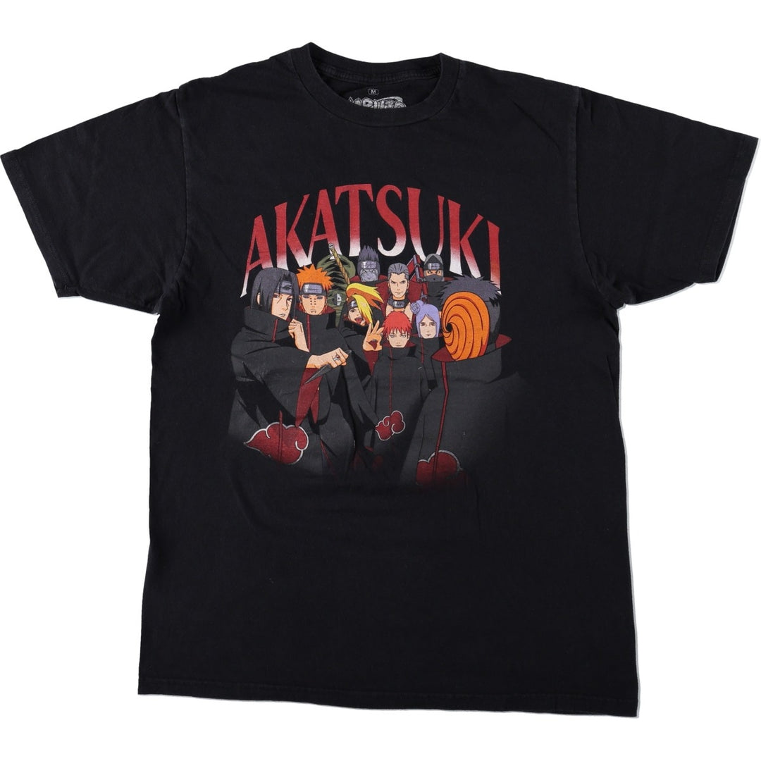 Ripple Junction NARUTO SHIPPUDEN Akatsuki Anime Character Print T-Shirt (Men's Size M) cotton black type Vintage Second Hand