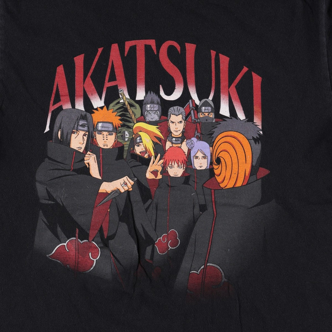 Ripple Junction NARUTO SHIPPUDEN Akatsuki Anime Character Print T-Shirt (Men's Size M) cotton black type Vintage Second Hand