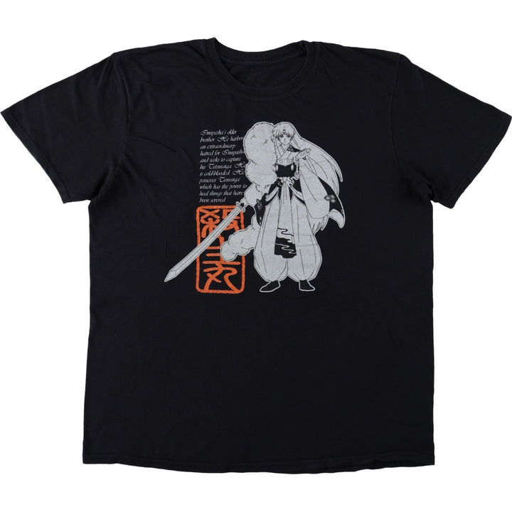 INUYASHA Inuyasha Sesshomaru Anime Character Print T-Shirt, Men's Size L cotton black type Vintage Second Hand