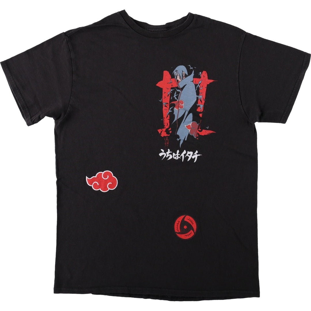 NARUTO SHIPPUDEN Naruto Shippuden Uchiha Itachi Anime Character Print T-Shirt, Men's Size Medium cotton black type Vintage Second Hand