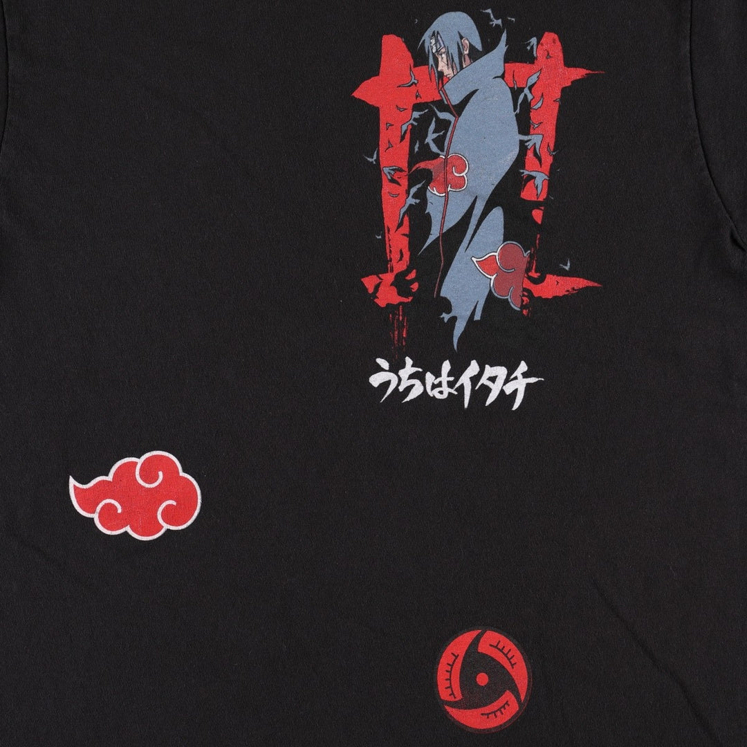 NARUTO SHIPPUDEN Naruto Shippuden Uchiha Itachi Anime Character Print T-Shirt, Men's Size Medium cotton black type Vintage Second Hand