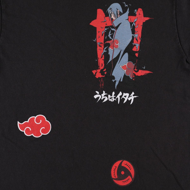 NARUTO SHIPPUDEN Naruto Shippuden Uchiha Itachi Anime Character Print T-Shirt, Men's Size Medium cotton black type Vintage Second Hand