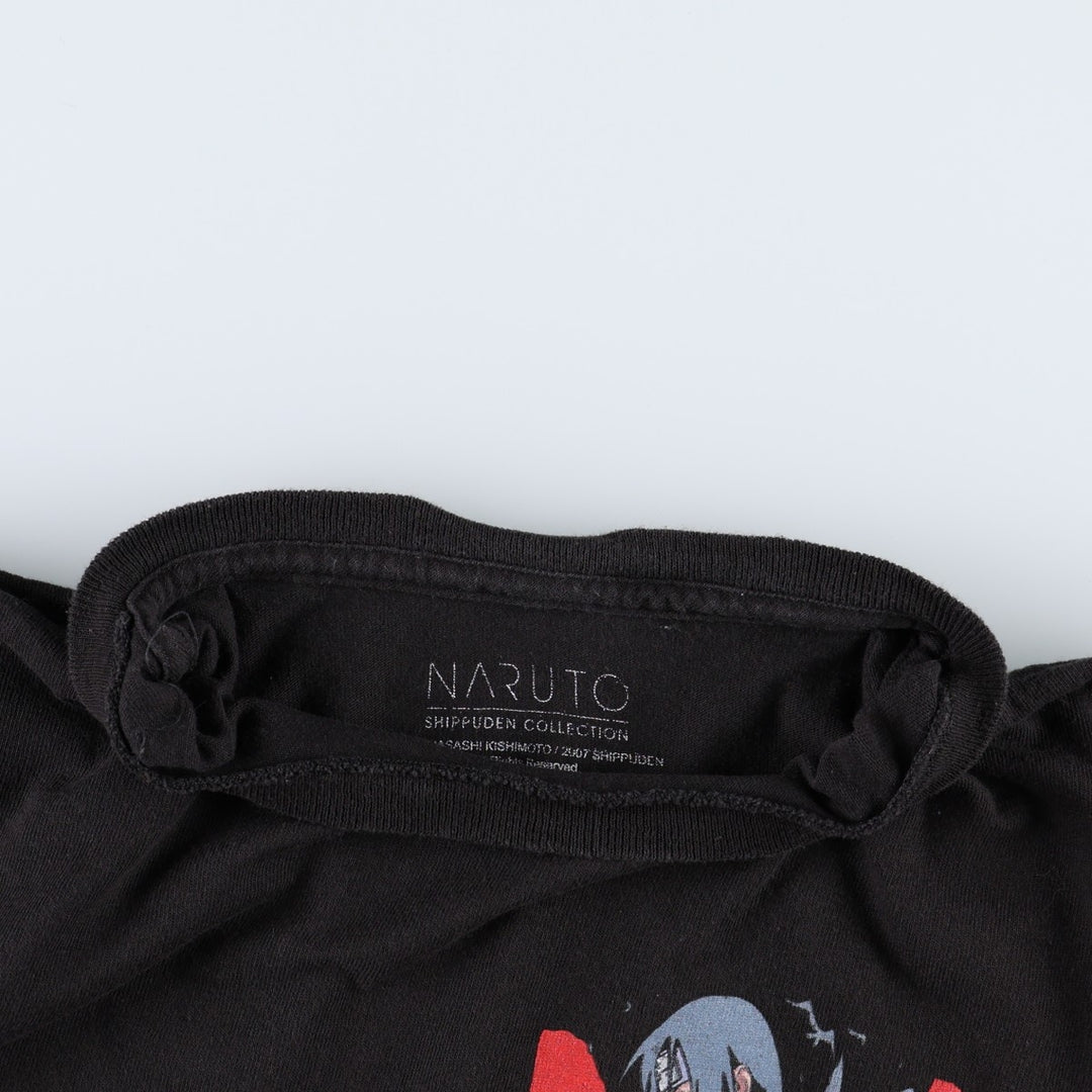 NARUTO SHIPPUDEN Naruto Shippuden Uchiha Itachi Anime Character Print T-Shirt, Men's Size Medium cotton black type Vintage Second Hand