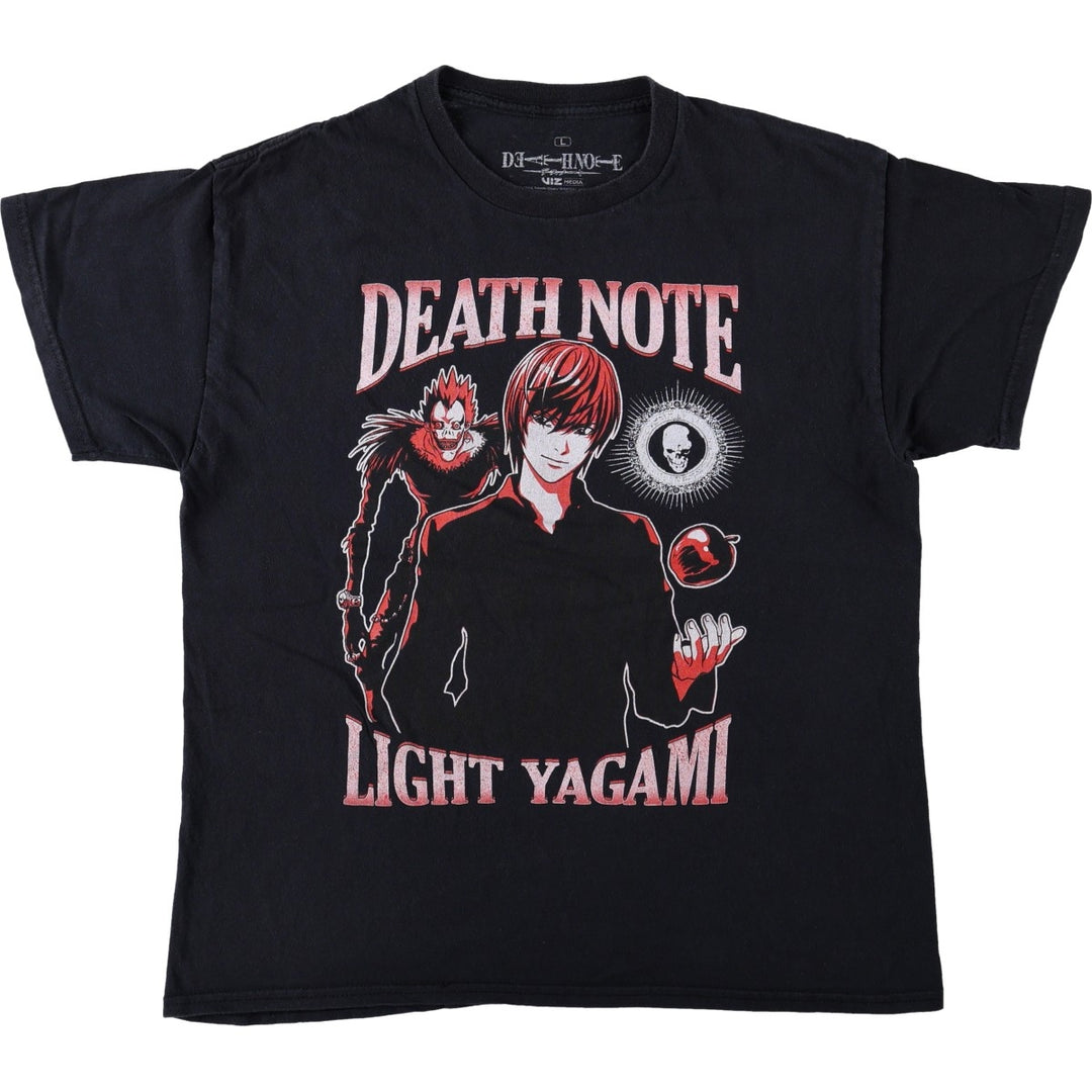 DEATH NOTE Light Yagami Ryuk Skull Pattern Anime Character Print T-Shirt Men's Size L cotton black type Vintage Second Hand