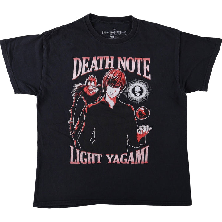 DEATH NOTE Light Yagami Ryuk Skull Pattern Anime Character Print T-Shirt Men's Size L cotton black type Vintage Second Hand